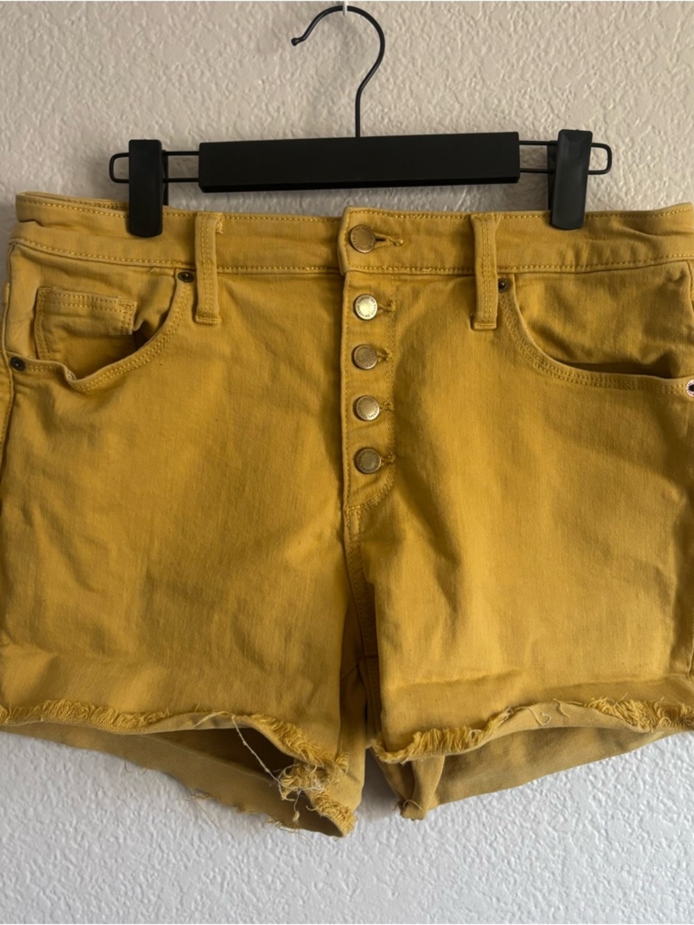 Universal Thread Mustard Yellow High Waist Button-Front Shorts